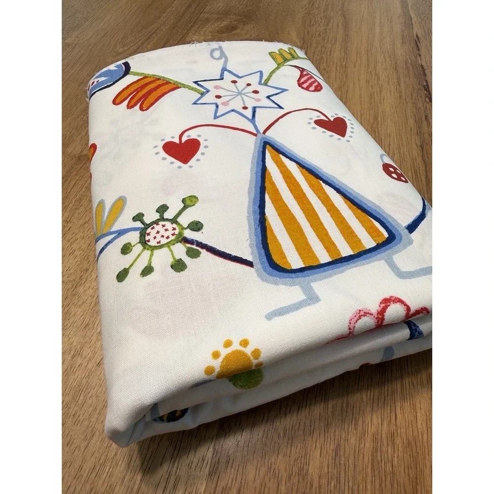 IKEA Alfhild Fagel Cotton Fabric Folk Art  Bird Floral Rare 59x81